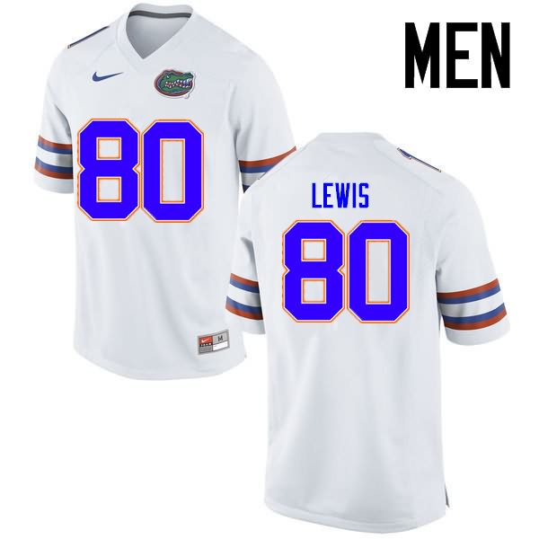 Men's NCAA Florida Gators Cyontai Lewis #80 Stitched Authentic Nike White College Football Jersey DOV5865AZ